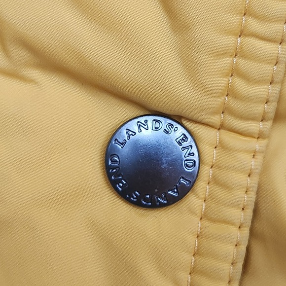 LANDS' END Vest Womens Fill Down Feather Puffer Warm Jacket Yellow‎ SZ M 10/12 - Picture 3 of 11